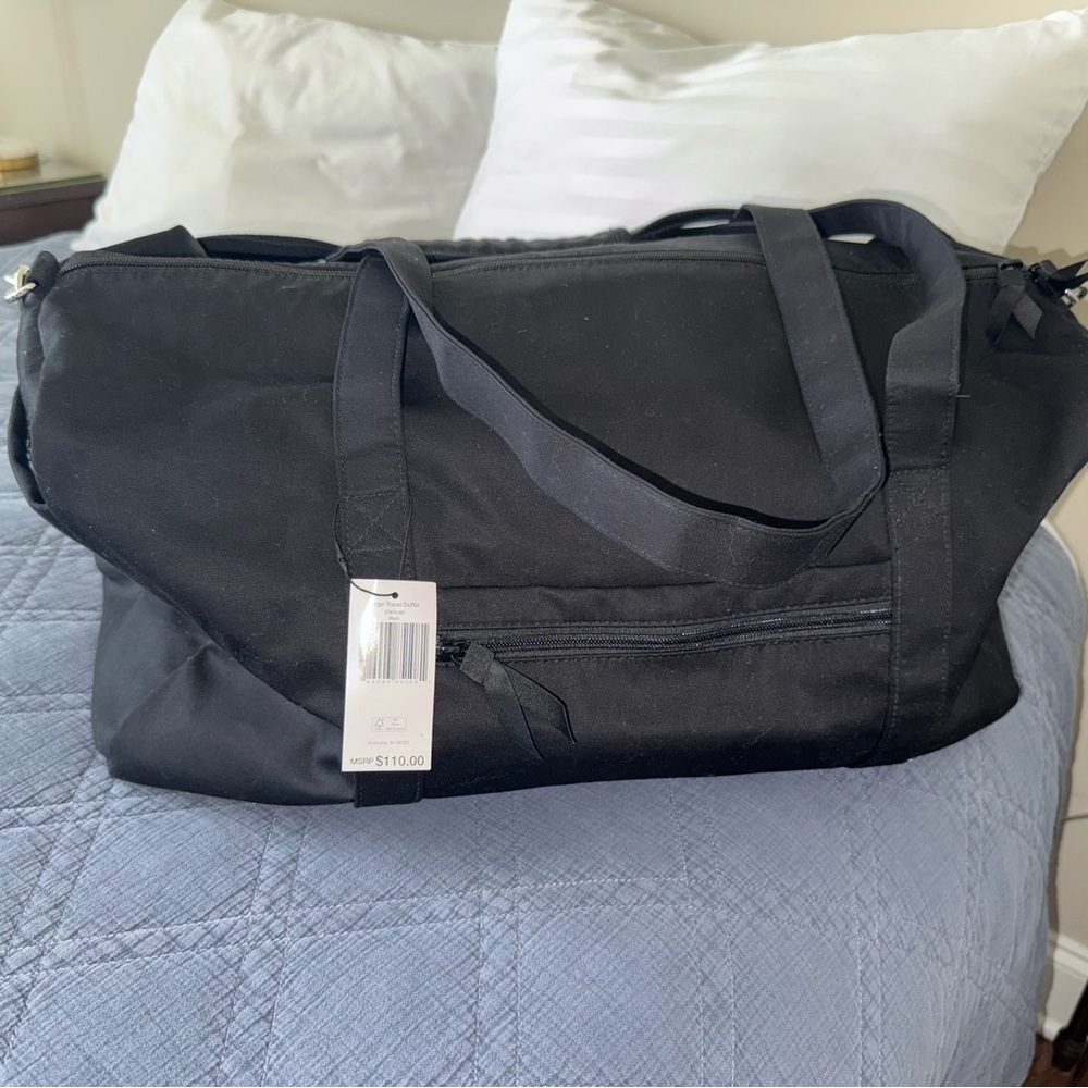 Vera Bradley Large Duffel Travel Bag Black NWT Modern Unquilted Recycled Cotton - Picture 7 of 7